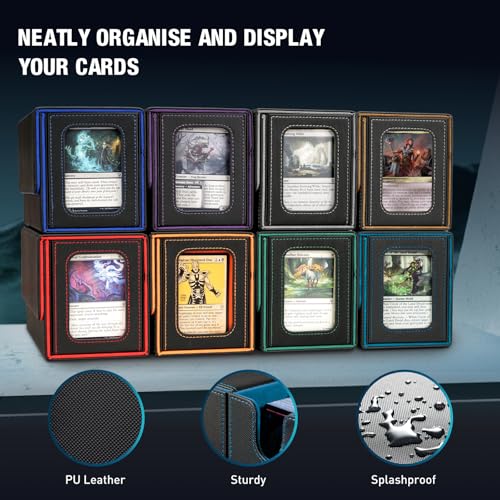 TiMOVO MTG Deck Box, Magnetic Trading Card Storage Case, Black Cyan | Holds 400+ Sleeveless Cards, 4 Dividers & Dice Tray, 2 Detachable Commander Card Deck Boxes, For Magic Game Cards - color: Black Cyan