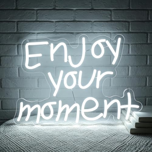 Enjoy Your Moment Neon Sign for Wall Decor Light Up Sign Led Signs for Room Party Home Wall Decor USB Powered - color: Enjoy
