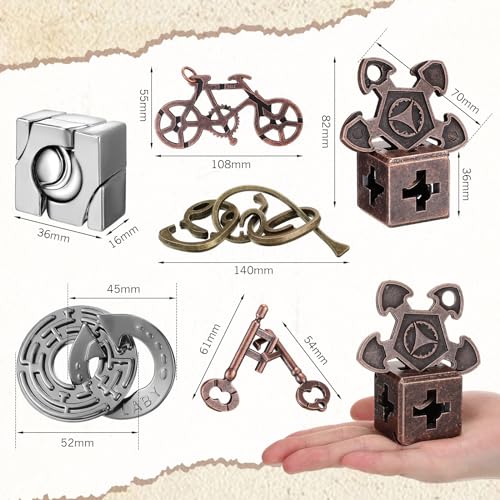 Syhood 10 Pieces Metal Brain Teaser Puzzles for Adults 3D Steel Puzzle Difficult Magic Mind Challenge Unlock Interlocking Games Iq Smart Logic Test Toys Basket Filler Stuffers(Stylish) - style: Stylish