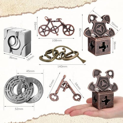 Syhood 10 Pieces Metal Brain Teaser Puzzles for Adults 3D Steel Puzzle Difficult Magic Mind Challenge Unlock Interlocking Games Iq Smart Logic Test Toys Basket Filler Stuffers(Stylish) - style: Stylish