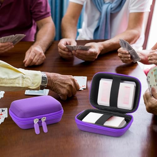 Sanwuta 2 Pcs Travel Card Games Case Playing Card Case EVA Hard Protective Storage Carrying Bag for Classic Playing Box Not Including Cards (Purple) - color: Purple