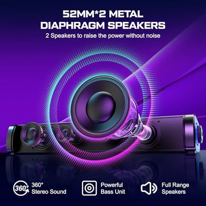 OFFSIR Computer Speakers for Desktop, Gaming Speakers with Touch Lights PC Speakers with Surge Clear Sound, USB Powered for Computer Desktop PC Laptop Monitor