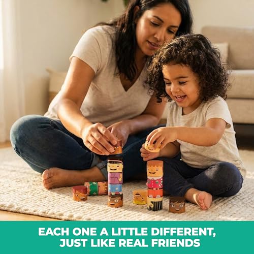 16-Piece Magnetic Wooden Friends Set, Diversity Dolls | Diversity toys for preschool and child care, multicultural friends in four skin tones, mix and match heads, bodies and legs - size: 16 Piece Set