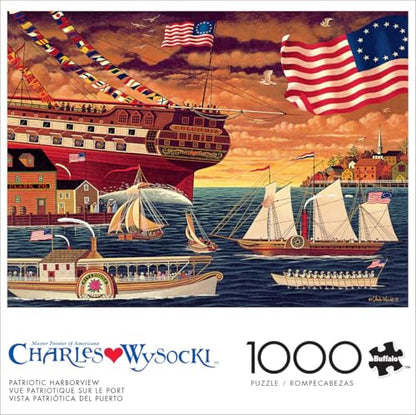 Buffalo Games - Charles Wysocki Patriotic - 1000 Piece Puzzle for Adults | Art by Charles Wysocki, Frameable Art, Made in USA, Recycled Board, Includes Poster, Challenging, intermediate to expert