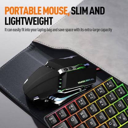 Guiheng Wired 60% Gaming Keyboard and Mouse Combo, Ultra-Compact 61 Keys RGB Backlit Mini Keyboard, Lightweight 3200 DPI Optical, Wired Gaming Set for Windows,PC, MAC PS5 Xbox Gamer(Black) - color: black combo