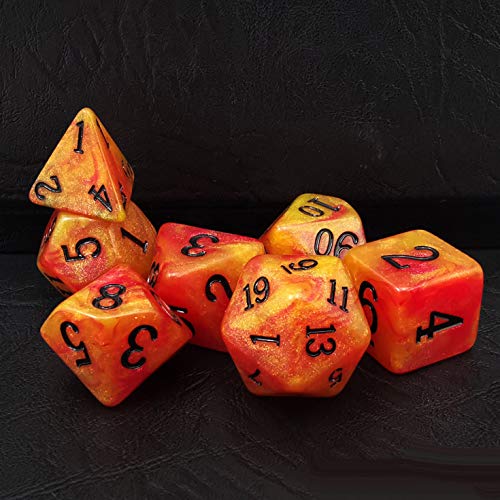 Bescon Magical Stone Dice Set Series, 7pcs Polyhedral RPG Dice Set Aura Stone, Polybag Packing - color: Aura Stone in Polybag