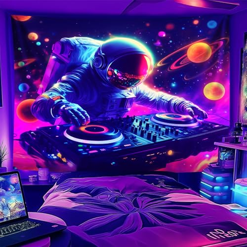 NYZE Astronaut Space Tapestry for Bedroom, Music Wall Tapestry, Party Decor Glow in the Dark Room Decor Tapestries, Cool Galaxy Planet Wall Hanging, Wall Hanging for Room Dorm 59in×51in - color: Astronaut H, size: 59"L x 51"W