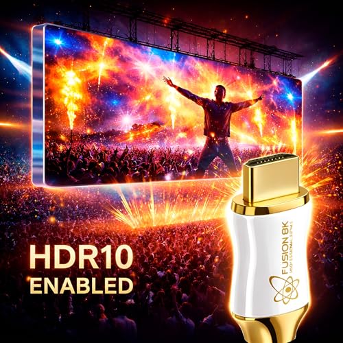White HDMI 2.1 Cable 15 Feet - Certified 48Gbps 8K@60Hz 4K@120Hz 10K | HDR Dolby Vision eARC | Braided Cord for PS5 Xbox Series X Apple TV 4K - size: 15 Feet