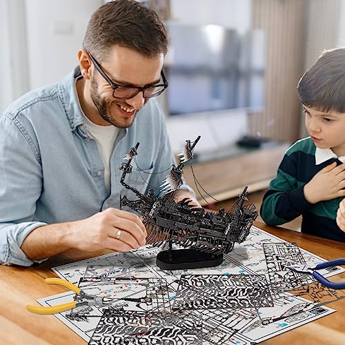 Piececool 3D Puzzles for Adults, Sea Ghost Pirate Ship DIY 3D Watercraft Metal Model Building Kits, Difficult 3D Puzzles for Family Time, Great Christmas Birthday Gifts - color: Sea Ghost