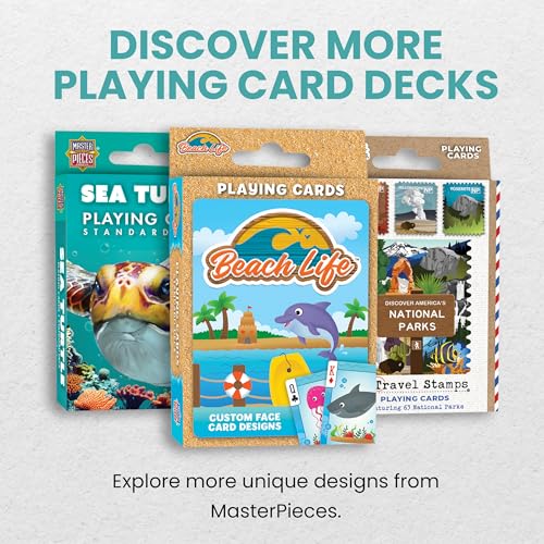 Masterpieces Beach Life Themed Cards - 54 Card Deck, Novelty Design for Adults & Unisex, Multi-Color, Nature Theme - style: Beach Life