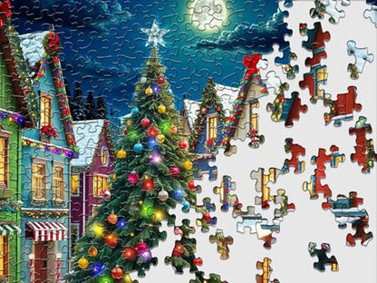 Springbok Merry Town Square 1000 Piece Jigsaw Puzzle for Adults - Christmas and Holiday Puzzle - Unique Cut Pieces - Made in USA - style: Merry Town Square