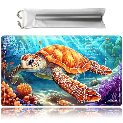 MTG Playmat with Play Zones & Storage Bag | 24 x 14 Inch Non Slip Rubber Game Mat for TCG Board Games,Dual Use Smooth Mouse Pad-Dragon Spewed Fire at the Castle - color: Dragon Spewed Fire at the Castle, size: With Zones