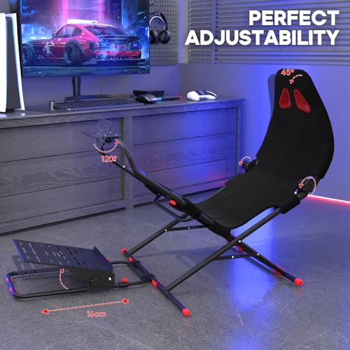 DIWANGUS Racing Wheel Stand Sim Racing Cockpit with Racing Chair Seat Foldable Adjustable Sim Racing Cockpit for Logitech G29 G920 G923 G27 G25 T248 T300RS PS4 PS5