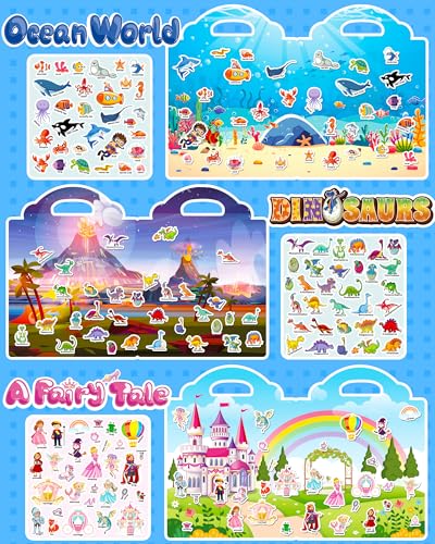 Walenced Reusable Sticker Book for Toddlers, Travel Stickers for Kids, Toddler Craft Activities Toys, Birthday Gifts for Boys & Girls - style: Bulk Value Pack