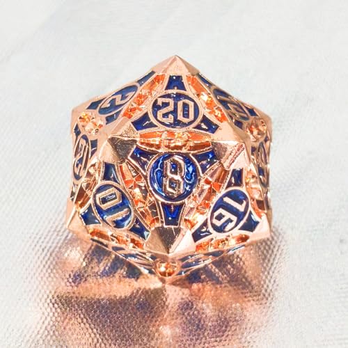 D20 23mm Metal Dice Polyhedral Dice for Dungeons and Dragons, RPG, Polyhedral Roleplaying Games MTG Table Games (Rose Gold + Blue) - color: Rose Gold + Blue