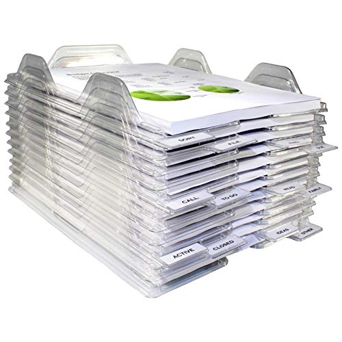 File Organizers - Letter Size, Stackable Trays for Desk - for Office Files, Mail, Documents - 12 Pack, Clear - size: 12 Pack