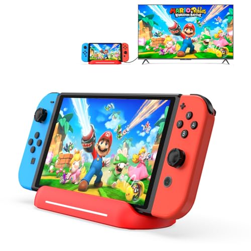 5 in 1 Switch Dock for Nintendo Switch OLED TV Adapter Switch Docking Station with HDMI USB 3.0 Port Type C Charging Type C Connectors Travel Switch Base Portable USB C Hub Stand - color: 5 in 1 Red