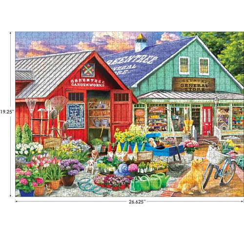 RoseArt Hobby Haven Greentree Garden Center 1000 Piece Jigsaw Puzzle | 19.25" x 26.625" Finished Size, Fully Interlocking Pieces, Bonus Poster Included, Made in USA - style: Greentree Garden Center