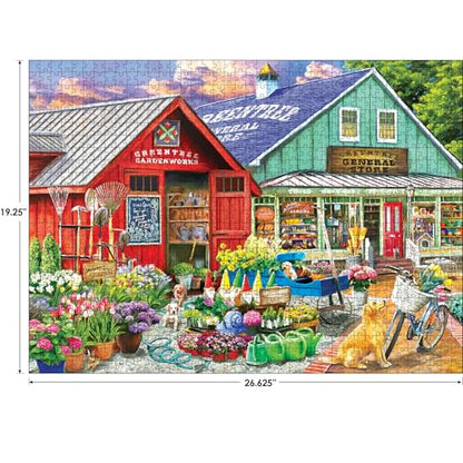 RoseArt Hobby Haven Greentree Garden Center 1000 Piece Jigsaw Puzzle | 19.25" x 26.625" Finished Size, Fully Interlocking Pieces, Bonus Poster Included, Made in USA - style: Greentree Garden Center