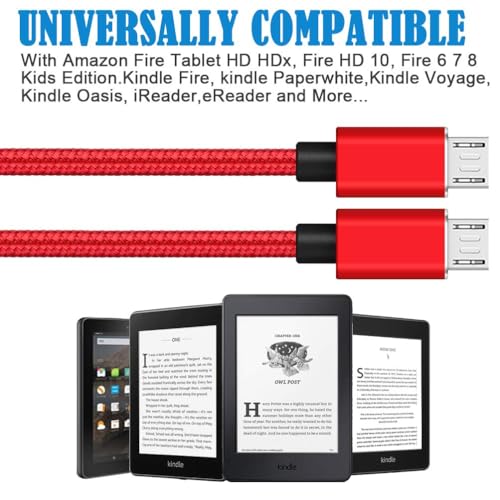 Micro USB Cable Android Charger for Amazon Kindle Fire HD 10 8 Tablet - Old Models,PS4 Controller Charging Cord for Samsung Galaxy S7 S6 J7 Edge Phone,Braided USB A to Micro B Wire Replacement 3FT