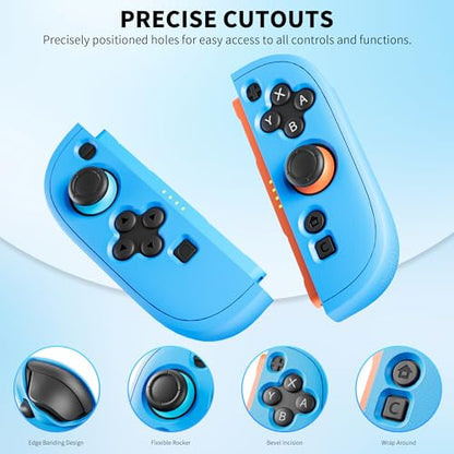 GLDRAM Soft Silicone Case for Nintendo Switch 2 Joycon - Protective Cover with Anti-Slip Grip & Thumb Grips - Shock-Absorbing Skin for Left & Right Controllers (Blue) - color: Blue