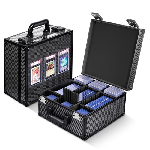 Kabinka Graded Card Case, Aluminum Alloy Graded Card Storage Box | Holds 140 Card Slabs, Sports Trading Card Case with TSA Combination Lock, Fits PSA/CSG/CGC/SGC/BGS, Carbon Fibre - color: Carbon Fibre