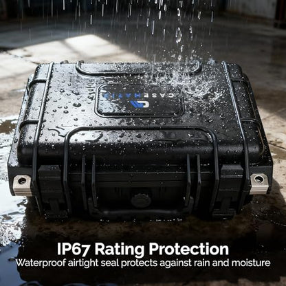 CASEMATIX 12" Waterproof Hard Case with Customizable Foam for Portable Electronics, Tools and Accessories - Hard Shell Plastic Case with Pre-Diced Travel Case Foam Interior - size: 12"
