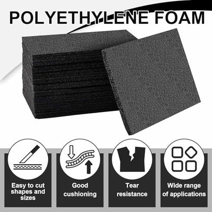 Frienda 4 Pcs 12" x 8" x 1.5" Polyethylene Foam Sheet Thick Black Packing Foam Padding Customizable PE Board Cushion Inserts for Cases Craft Shipping Moving DIY Projects Toolbox Storage - size: 12 x 8 x 1.5 inches