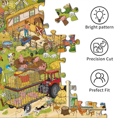 1000 Piece Jigsaw Puzzles for Adults, Harvest Farm Puzzle with 1:1 HD Poster, Precise Interlocking, Letter Markings on Back, Dust-Free, Stress Relief & Ideal Family Game Gift - color: Harvest Farm