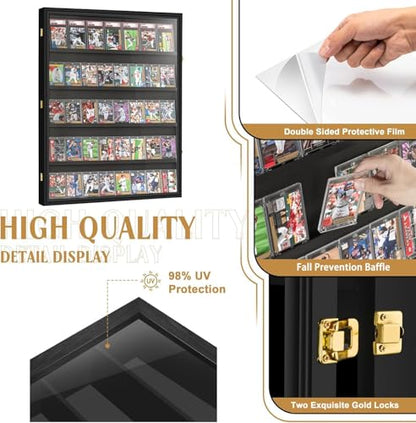 GYaozii 2PCS 40 Large Baseball Card Display Case with UV Protection | Graded Sports Card Display Frame Trading Cards Wooden Wall Cabinet with Acrylic Front for Cards Collection - size: 40 Card-2Pack