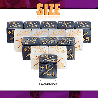 Sumind 48 Pcs Counter Dice -1/+1 Counters Ability Keyword Counters Buff Tokens 6 Sided Dice Gifts Compatible with CCG TCG Cards Gaming Accessory (Trendy Style) - style: Trendy Style