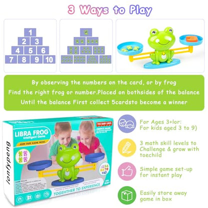 Frog Balance Counting Toys, Cool Math Learning Games for Boys and Girls, Educational Number Preschool Toy, Fun Children's Gift STEM Math Games for Kids Age 3+ (63 PCS) - style: Frog