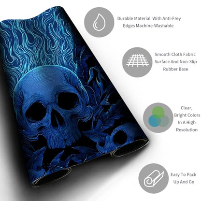 MTG Playmats(Stitched) 14x24in Compatible for OCG CCG RPG TCG Playmats with Card Zones Storage Bag (Mystery of Blue-No Zone) - color: Mystery of Blue-no Zone