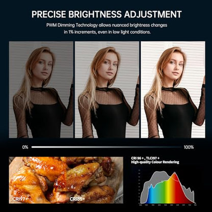 GVM 160W LED Video Light with Bluetooth Control, 5600K Photography Light, Studio Lighting Kit for Photography, Filmmaking, YouTube and Tiktok, 98100 lux/1.64ft, 12 Scene Modes, Lightweight - size: 160W