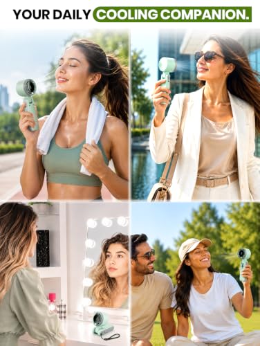 EcoNour Portable Handheld Fan - 5 Gear High Speed 13550 RPM Rechargeable Mini Personal Hand Fans that Blow Cold Air, Battery Powered Travel Fan Essentials, Holiday Gifts for Women, Men - Green - color: Green