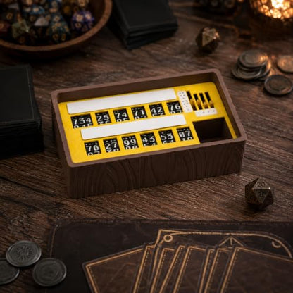 TTRPG Command Tray & Life Tracker | 0-999 Health Counter, 9-Slot Token Organizer, Level 4 Spell Tracker | Authentic Medieval Fantasy Tabletop Gaming Accessory