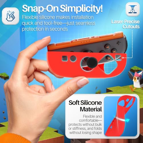 TNP JoyCon 2 Case Cover for Nintendo Switch 2 2025 - Soft Anti-Slip Silicone Protective Skin with Thumb Grip Caps Compatible with Nintendo Switch 2 Joy-Con 2 Controllers, 2 Pack (Red) - color: Red