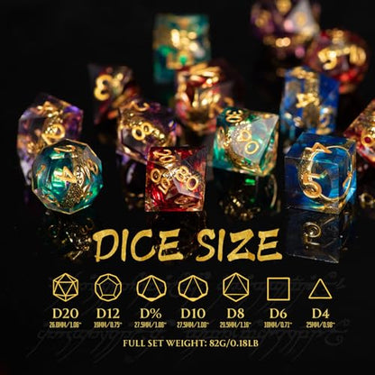 Magic Ring DND Dice Set Resin 7Pcs Dice DND with an Iron Box for DND; COC; Role Playing dice Games and Board Games Gift (Purple) - color: Ring Purple