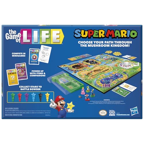 Hasbro Gaming The Game of Life: Super Mario Edition Board Game for Kids Ages 8 and Up, Play Minigames, Collect Stars, Battle Bowser