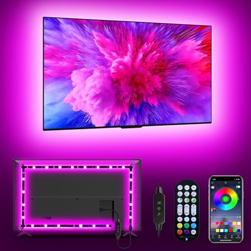Daymeet TV Led Lights, Led Lights for Backlight for 32-60 inch, 9.8ft TV Light Strip,RGB Color Changing Light with Remote Music Sync Bluetooth APP Control USB Powered - color: Multicolor, size: 9.84ft for 32''-43'' TV