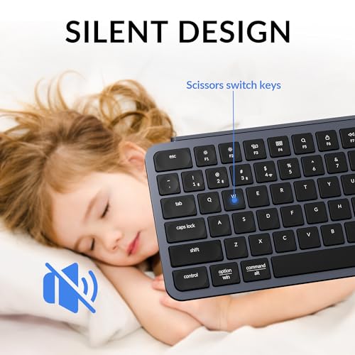 Keychron B1 Pro Ultra-Slim Wireless Keyboard, ZMK/Launcher Programmable Bluetooth/2.4GHz/Wired, 1200 Hours Battery Life, Silent Scissor Switch Office Keyboard for Mac/Windows/Linux - Gray - color: Gray