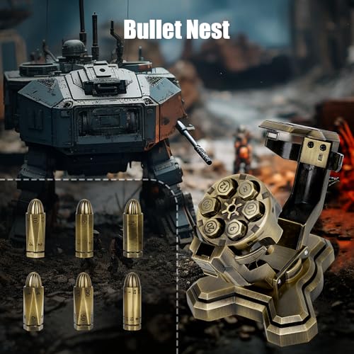 Bullet Nest Revolver Dice Set – Premium 7-Piece Zinc Alloy Polyhedral Dice with Spinning Revolver Cylinder Case, Collectible DND Dice Gift for Dungeons & Dragons, RPG & Tabletop Gamers (D00, Bronze) - color: Bronze, style: D00