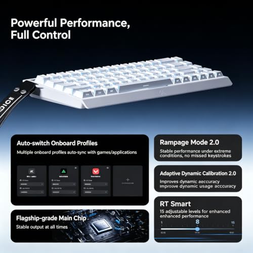 MCHOSE ACE 68 V2 Magnetic Switch Keyboard,65% Hall Effect Rapid Trigger Wired Gaming Keyboard with 0.001mm Adjustable Actuation 8K Hz Polling Rate RGB Backlit Side Printed Keycaps for Esports (Black) - color: ACE68 V2-Black