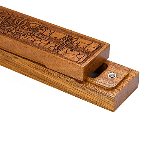 Sapele Wooden DND Dice Box, D&D Dice Holder 7 Die Dice Case with Felt Lined Magnetic Lid for D&D Tabletop Game(Skull & Roses) - color: Skull & Roses
