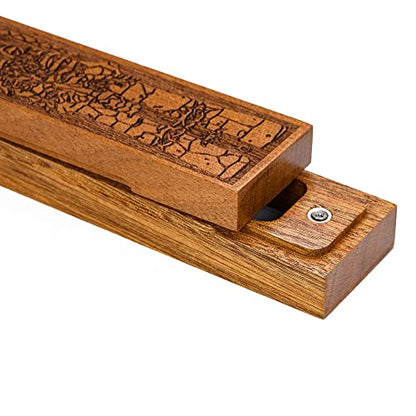 Sapele Wooden DND Dice Box, D&D Dice Holder 7 Die Dice Case with Felt Lined Magnetic Lid for D&D Tabletop Game(Skull & Roses) - color: Skull & Roses