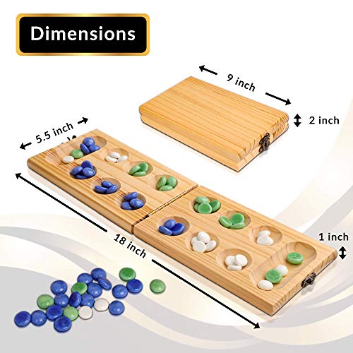 Hi Q Mancala Board Game, 2 Player Classic Strategy Table Games for Kids & Adults - Wooden Folding Board, 48 Marbles - Ages 6+