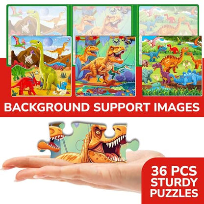 Magnetic Puzzles for Toddlers 3-5 - Kids Travel Toys for Boys and Girls | 36 Pieces Sudoku Toddler Puzzles Ages 2-4 - Jurassic Kids Travel Game Ages 4-6 – Car Airplane Road Trip Games - color: 10. Dino 36 Pcs