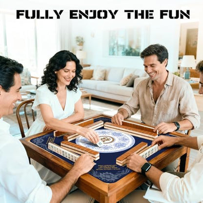 Blue Mahjong Mat for Table (31.5X 31.5 in), Non-Slip Noise Reduction | Mahjong Table Mat with Lotus, Mah Jong Mat with Carrying Bag, Game Table Cover for Mahjongs Poker Dominoes, Birthday Gift - color: Lotus