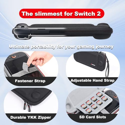 RLSOCO Carrying Case for Nintendo Switch 2 Game Console with 8 Game Card Slots - Black (Case Only) - color: Small Case Black
