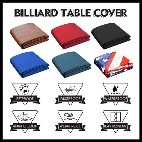 K-Musculo Heavy Duty Pool Table Cover, Waterproof Leatherette Billiard Table Cover with Soft Backing, Tear Resistant Fitted Protector for 6.5FT, 7FT, 7.5FT, 8FT, 8.5FT & 9FT Tables - color: Black